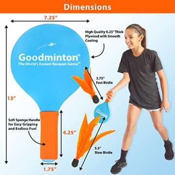 Goodminton - The World's Easiest Racquet Game - an Indoor Outdoor Year-Round Fun Paddle Game Set for Boys, Girls, and People of All Ages