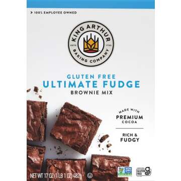 King Arthur Gluten Free Fudge Brownie Mix: Rich, Chocolatey Dessert for Celiac and Non-GMO Diets - Certified Kosher Baking Mix, Easy to Prepare, 17 oz Box for Delicious Homemade Brownies