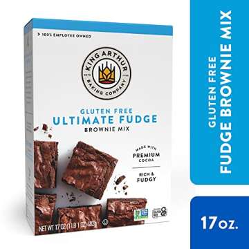 King Arthur Gluten Free Fudge Brownie Mix: Rich, Chocolatey Dessert for Celiac and Non-GMO Diets - Certified Kosher Baking Mix, Easy to Prepare, 17 oz Box for Delicious Homemade Brownies