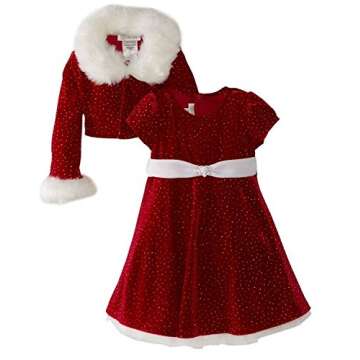 Bonnie Jean Girls Christmas Dress Velvet Sparkle Dress with Jacket