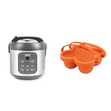 AROMA® 8-Cup Digital Rice Cooker & Egg Bite Mold Bundle - Perfect for Rice & Egg Bites