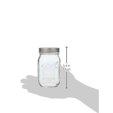 Ball 16oz Mason Jars Regular Mouth,12-Pack, Clear