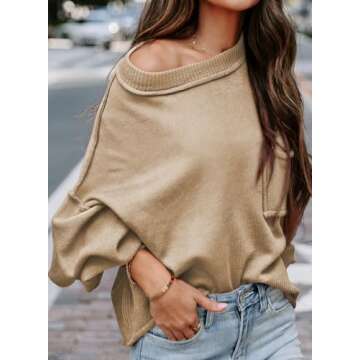 Dokotoo Womens Sweaters Fall 2024 Dressy Casual Trendy Womens Fall Fashion 2024 Winter Clothes Cute Winter Sweater Pullover Oversized Women's Sweaters Fall Winter Clothes for Women Apricot