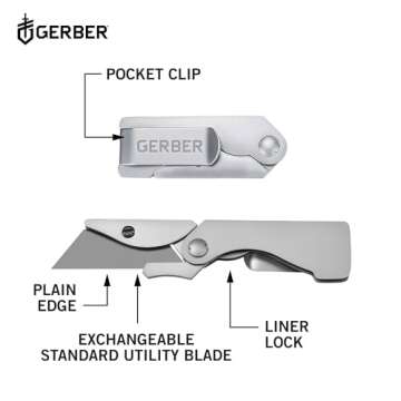 Gerber Gear EAB Pocket Razor Knife with Money Clip - EDC Gear Folding Stainless Steel Utility Knife with Box Cutter Blade for Everyday Carry