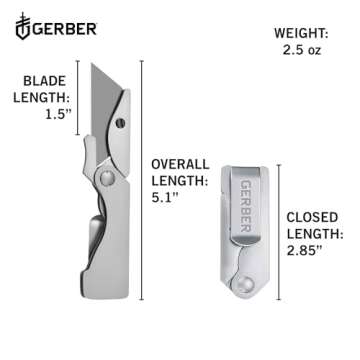 Gerber Gear EAB Pocket Razor Knife with Money Clip - EDC Gear Folding Stainless Steel Utility Knife with Box Cutter Blade for Everyday Carry