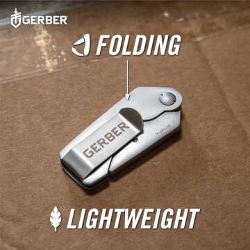 Gerber Gear EAB Pocket Razor Knife with Money Clip - EDC Gear Folding Stainless Steel Utility Knife with Box Cutter Blade for Everyday Carry