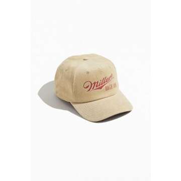 AMERICAN NEEDLE Miller High Life Beer Baseball Adjustable Dad Hat, Printed Corduroy, Khaki (MILLER-2006B-KHAK)