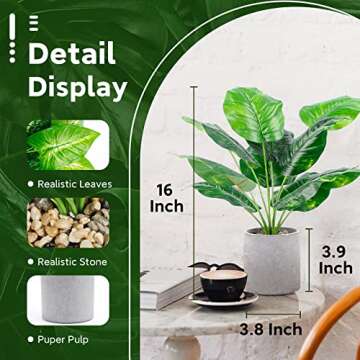 Der Rose 2 Pack Fake Plants Artificial Tropical Faux Plants Indoor for Office Desk Home Sage Green Decor