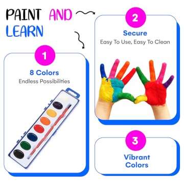 Neliblu Watercolor Paint Set for Kids - Pack of 24 Water Coloring Set with 8 Washable Colors and Paintbrush - Arts and Craft Supply for Parties, Schools, and Art Lessons - Spark Creativity in Children