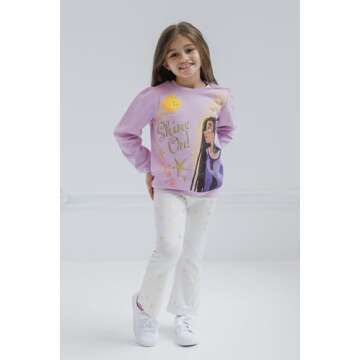 Disney Wish Asha Star Little Girls Fleece Sweatshirt and Pants Set Purple/Gray 6