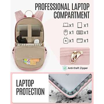 LIGHT FLIGHT Collge Laptop Backpack, 15.6 inch Laptop Travel Backpack for women, College Computer Bookbag Casual Bag for Work Travel College, Gifts for Women,Pink