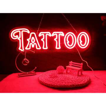 Vinray TATTOO LED Neon Studio Sign - 24x8 Inches