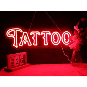 Vinray TATTOO LED Neon Studio Sign - 24x8 Inches