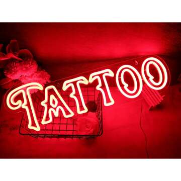 Vinray TATTOO LED Neon Studio Sign - 24x8 Inches