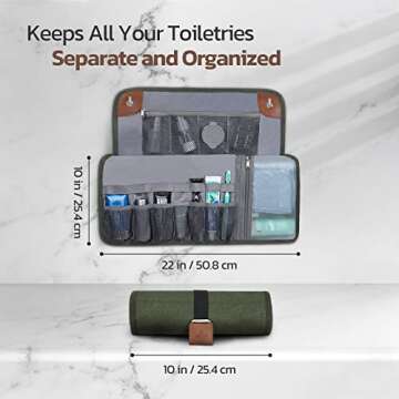 Toiletry Bag for Men, Travel Essentials Travel Toiletry Bag, Water-Resistant Compact Bathroom Roll Organizer for Hygiene, Shaving kit, Valentines Day Gifts for Him (5.Army Green(Polyster))