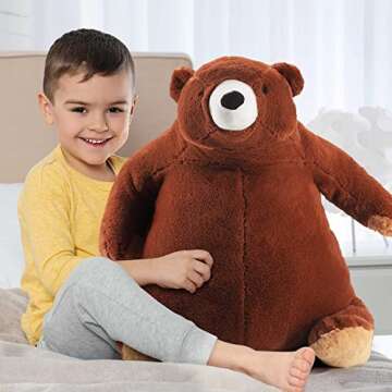 Qpewep 24inch Brown Bear Stuffed Animal Weighted Plush Toy 3.61Ibs Bear Throw Soft and Cuddly Plush Sleeping Pillow Stuffed Animal Toys for Kids Birthday Easter Gifts