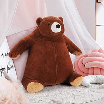 Qpewep 24inch Brown Bear Stuffed Animal Weighted Plush Toy 3.61Ibs Bear Throw Soft and Cuddly Plush Sleeping Pillow Stuffed Animal Toys for Kids Birthday Easter Gifts