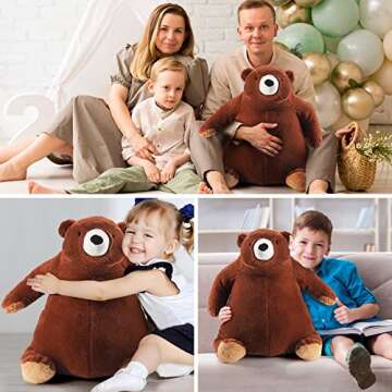 Qpewep 24inch Brown Bear Stuffed Animal Weighted Plush Toy 3.61Ibs Bear Throw Soft and Cuddly Plush Sleeping Pillow Stuffed Animal Toys for Kids Birthday Easter Gifts