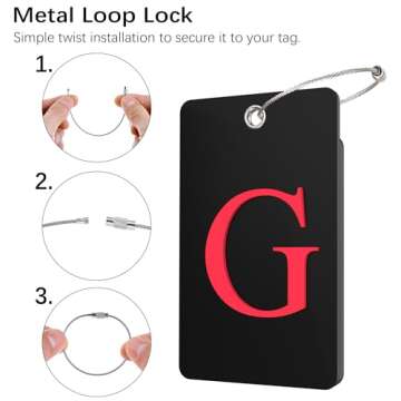 Gostwo 2 Pack Luggage Tags for Suitcases, 26 Initial Letter Travel Luggage Baggage Identification Labels ID Tag Fully Bendable Tags with Stainless Steel Loop (Black) (Letter G)