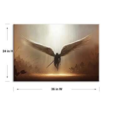 Fantasy Angel Stretched Canvas Wall Art for Living Room Bedroom Home Decoration,Abstract Anime Picture Print Painting Decor Artwork,Mysterious Wing Man Gallery Wrapped Gift,Inner Frame (24x36 Inches)