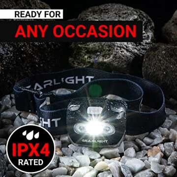 GearLight USB Rechargeable Headlamp Flashlight - S500 Running, Camping, and Outdoor LED Headlight Camping Headlamps - Head Lamp Light for Adults, Kids, Emergency Gear [2 Pack]