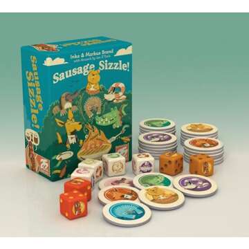 Sausage Sizzle, Press Your Luck Dice Rolling Game Featuring Australian Animals Stealing Food - 25th Century Games