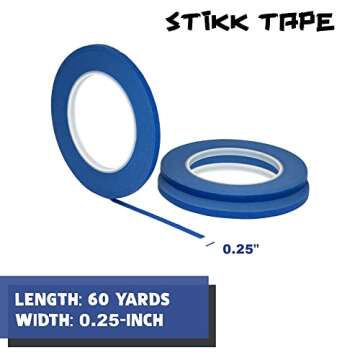 STIKK Painters Tape - 3pk Blue Painter Tape - 1/4 inch x 60 Yards - Paint Tape for Painting, Edges, Trim, Ceilings - Masking Tape for DIY Paint Projects - Residue-Free Painting Tape