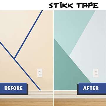 STIKK Painters Tape - 3pk Blue Painter Tape - 1/4 inch x 60 Yards - Paint Tape for Painting, Edges, Trim, Ceilings - Masking Tape for DIY Paint Projects - Residue-Free Painting Tape