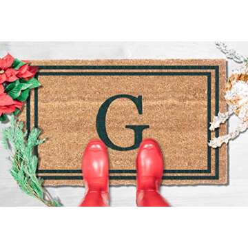 COCO MATS 'N MORE Coir Doormats (Green, 22" x 36") USA | Personalized Doormats with Monogram | Tough Coir Effective at Getting Dirt | Housewarming Gifts | Eco-Friendly Wedding (Double Bordered)