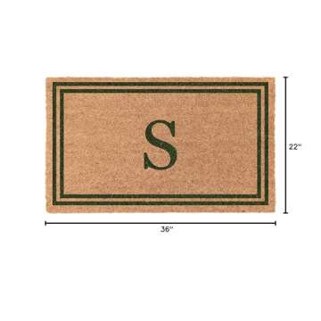 COCO MATS 'N MORE Coir Doormats (Green, 22" x 36") USA | Personalized Doormats with Monogram | Tough Coir Effective at Getting Dirt | Housewarming Gifts | Eco-Friendly Wedding (Double Bordered)