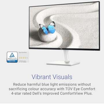 Dell S2725DS Monitor - 27 Inch, QHD (2560x1440) Display, 100Hz refresh rate, 1500:1 contrast ratio, TÜV Rheinland Eye comfort 4 Star, Integrated 2x5W speaker, Height/Tilt/Swivel/Pivot- Ash White color