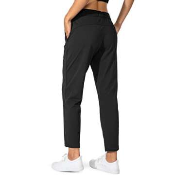 G Gradual Women's Pants with Deep Pockets 7/8 Stretch Sweatpants for Women Athletic, Golf, Lounge, Work (Black, Large)