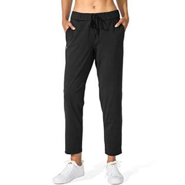 G Gradual Women's Pants with Deep Pockets 7/8 Stretch Sweatpants for Women Athletic, Golf, Lounge, Work (Black, Large)