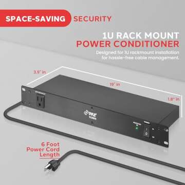 Pyle PDU Surge Protector - 9 Outlet Rack Mount Power Strip