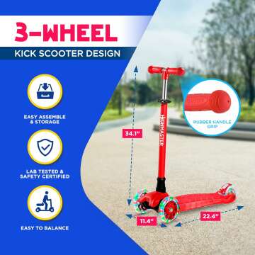 Kids 3 Wheel Scooter with LED Lights for Safety