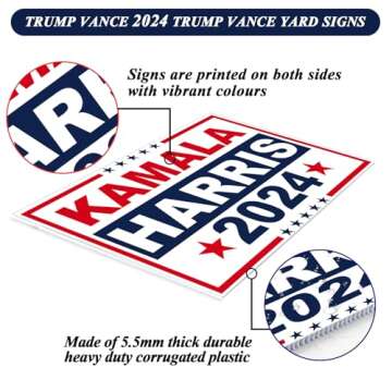 Oligei Kamala Harris 2024 Yard Signs, Kamala Harris Yard sign 18" X 12", Kamala Harris Yard Signs 2024 Double Sided Fade Resistant, Take America Back Kamala Signs for Yard Heavy Duty Metal H-Frames