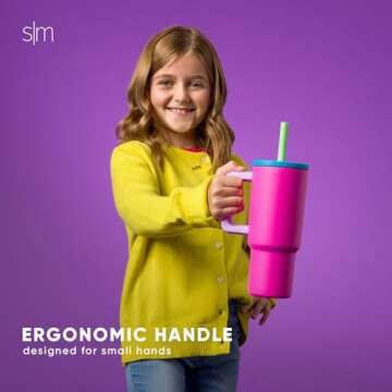 Kids 24 oz Tumbler with Handle & Straw | Midnight Black