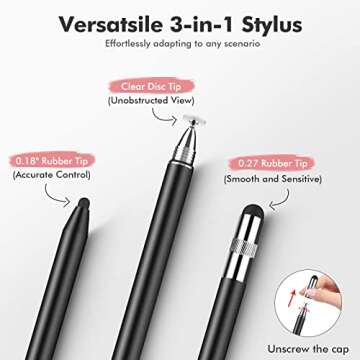 MEKO 3 in 1 Stylus Pens for Touch Screens, High Sensitivity & Precision Capacitive Stylus for Apple iPad iPhone Tablets Samsung Galaxy All Universal Touchscreen Devices (2 Pack-Black/Rose Gold)