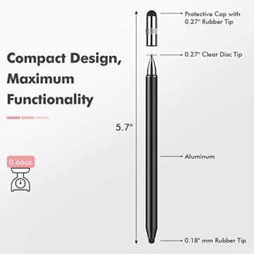 MEKO 3 in 1 Stylus Pens for Touch Screens, High Sensitivity & Precision Capacitive Stylus for Apple iPad iPhone Tablets Samsung Galaxy All Universal Touchscreen Devices (2 Pack-Black/Rose Gold)