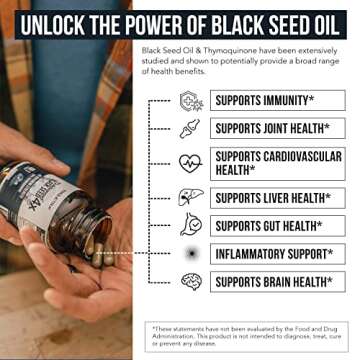 20% Thymoquinone Black Seed Oil Extract Capsules - TQ-Advanced 4X®: Highest Thymoquinone Concentration Available - 60:1 Concentrate from Nigella Sativa, Raw Form, Vegan, Glass Bottle (60 Capsules)