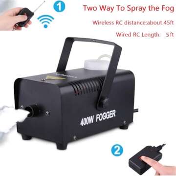 VIRFUN 400W Fog Machine with Wireless & Wired Remote for Parties & Events