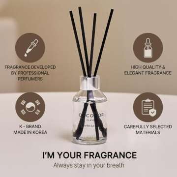 COCODOR Classic Reed Diffuser/Dark Vanilla&Sandalwood/3.4oz(100ml)/1 Pack/Home Fragrance Scent Essential Oil Stick Diffuser for Bedroom Bathroom Home Décor