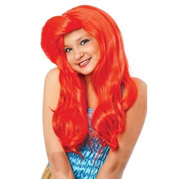 Costume Culture Mermaid Wig, Neon Red, One Size