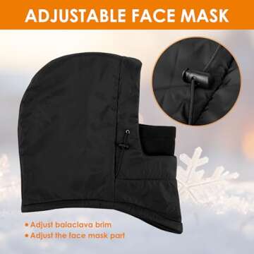 Balaclava Ski Mask Fleece Lining Windproof Warm Adjustable Thermal Winter Cold Weather Face Mask for Men Women Black