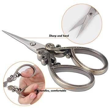 Hisuper Craft Scissors 4.5 inch Embroidery Sewing Scissors with Leather Sheaths for Sewing Crafting, Art Work, Threading, Needlework DIY Tools Small Stainless Steel Shears Scissor