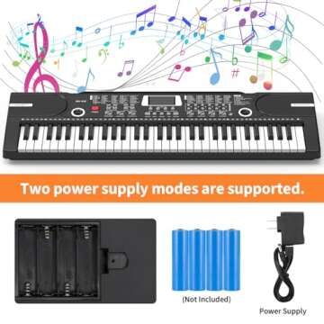 61 keys keyboard piano, Electronic Digital Piano with Built-In Speaker Microphone, Sheet Stand and Power Supply, Portable piano Keyboard Gift Teaching for Beginners