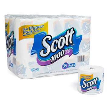 Scott 1000 Sheets Per Roll Toilet Paper,36 Rolls Bath Tissue