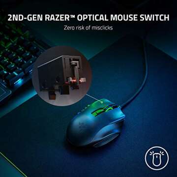 Razer Naga X Wired MMO Gaming Mouse: 18K DPI Optical Sensor - 2nd-gen Optical Switch - Chroma RGB Lighting - 16 Programmable Buttons - 85g - Classic Black