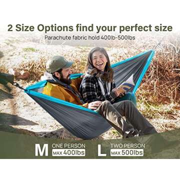 Kootek Camping Hammock 500 lbs Capacity, Camping Essentials, Lightweight Portable Double Hammock with Tree Straps, Camping Gear for Outside Hiking Camping Beach Backpack Travel