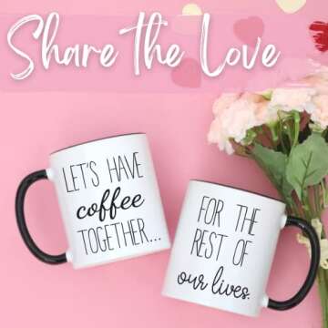 Celebrimo Lets Have Coffee Together For The Rest Of Our Lives Coffee Mug Set - Engagement Mr and Mrs Wedding Gift for Couple - Bridal Shower Engaged Bride and Groom Couples Mugs